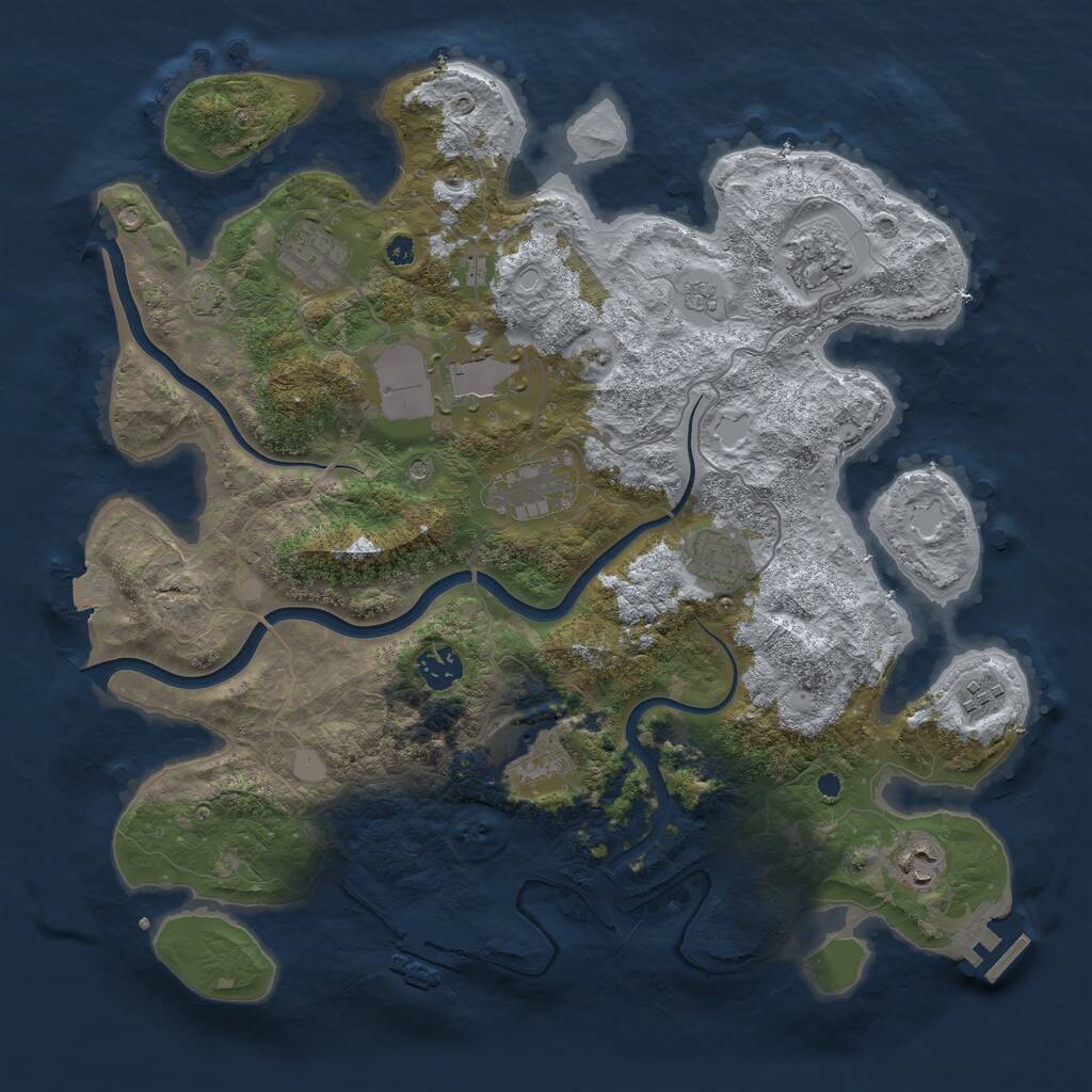 Rust Map: Procedural Map, Size: 3800, Seed: 369951191, 15 Monuments
