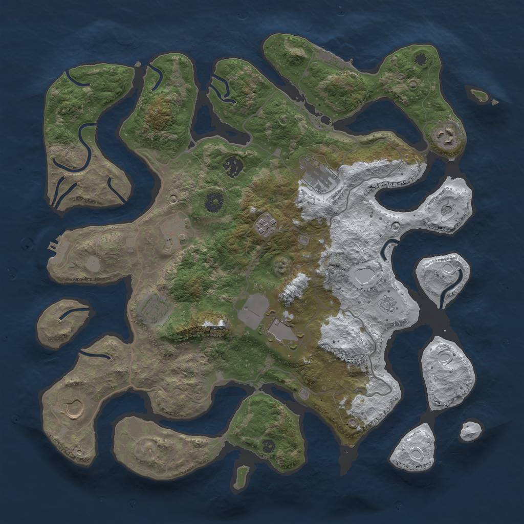 Rust Map: Procedural Map, Size: 4000, Seed: 7122124, 17 Monuments