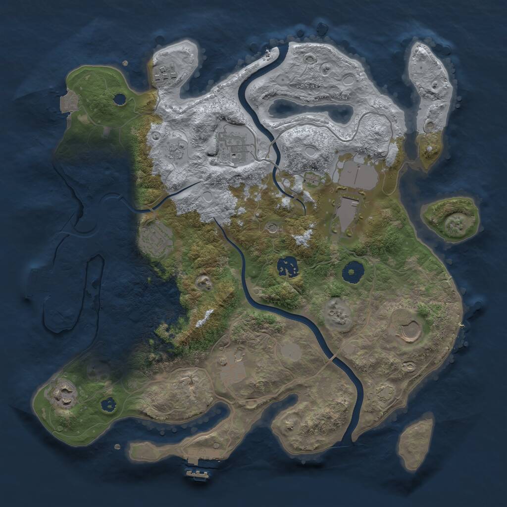 Rust Map: Procedural Map, Size: 3500, Seed: 5690557, 14 Monuments