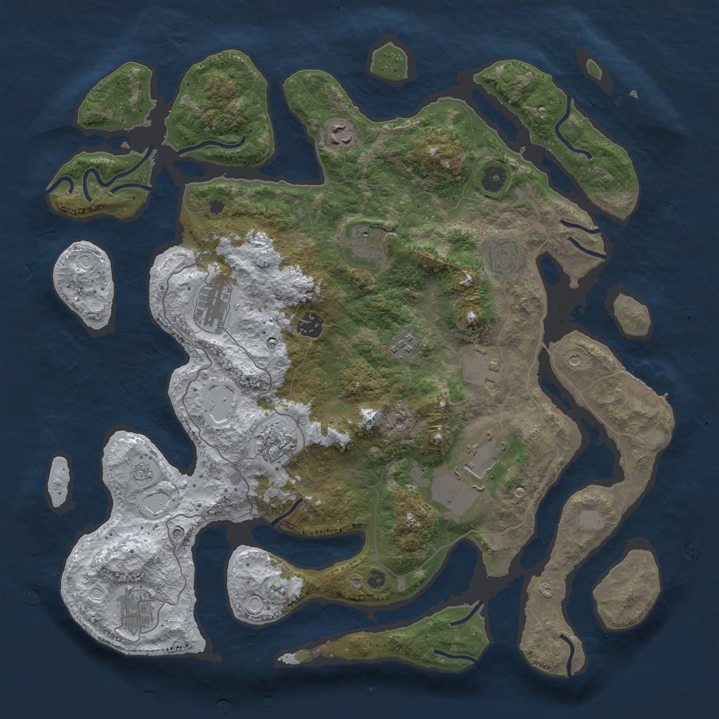 Rust Map: Procedural Map, Size: 4250, Seed: 2473740, 18 Monuments