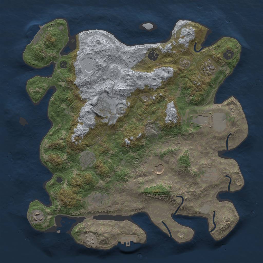 Rust Map: Procedural Map, Size: 3750, Seed: 793125386, 17 Monuments