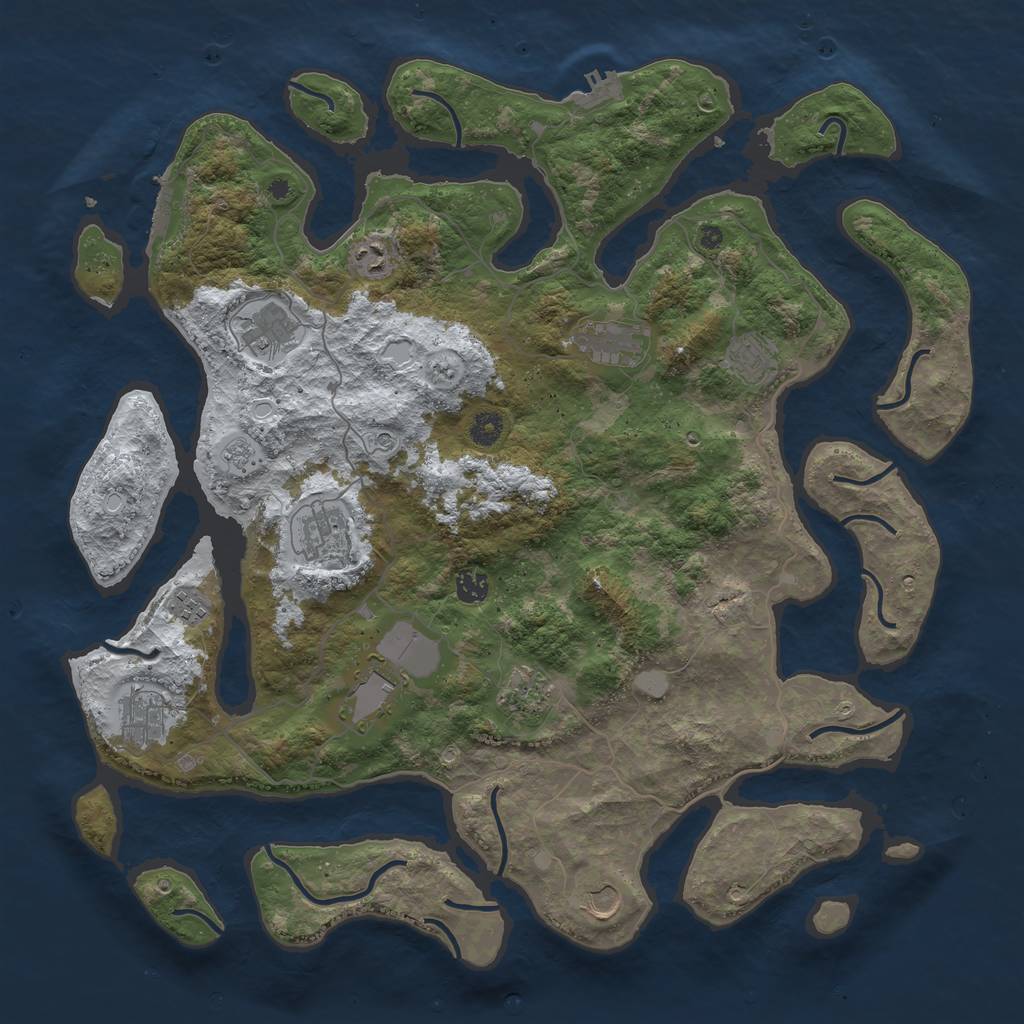 Rust Map: Procedural Map, Size: 4500, Seed: 2489105, 20 Monuments