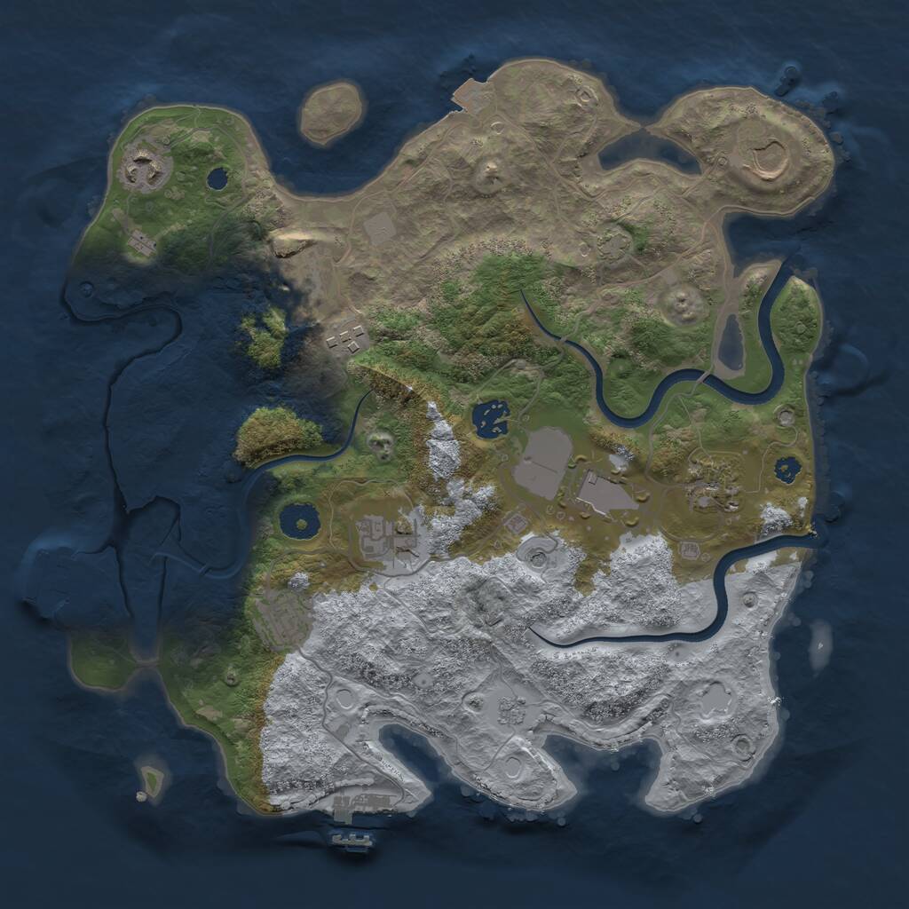 Rust Map: Procedural Map, Size: 3500, Seed: 5290200, 15 Monuments