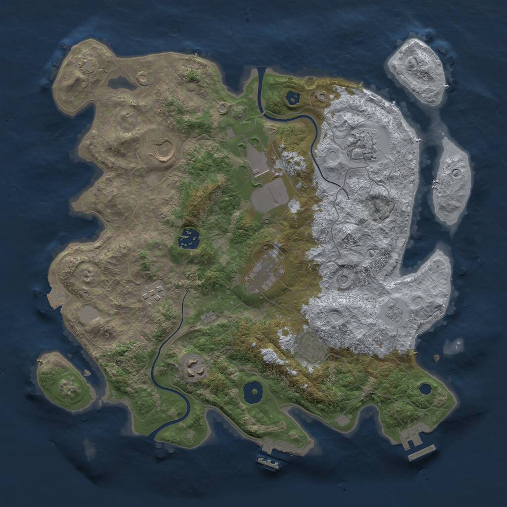 Rust Map: Procedural Map, Size: 3550, Seed: 929155, 14 Monuments