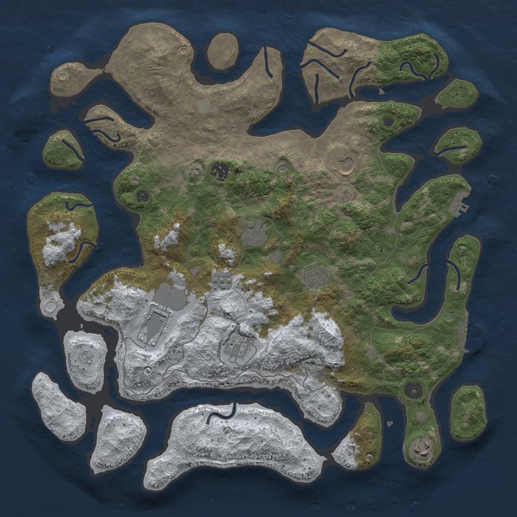 Rust Map: Procedural Map, Size: 4250, Seed: 1386456, 17 Monuments