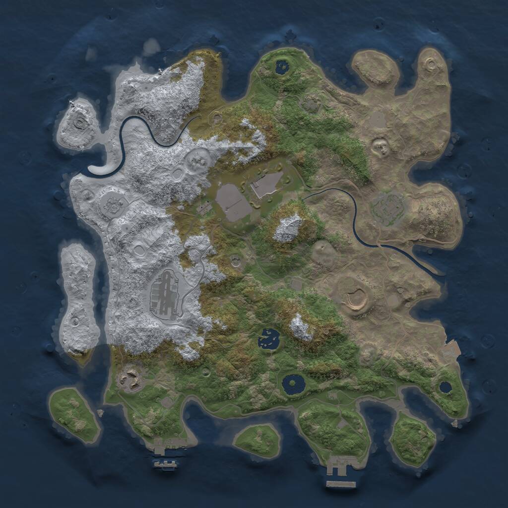 Rust Map: Procedural Map, Size: 3500, Seed: 4121257, 12 Monuments