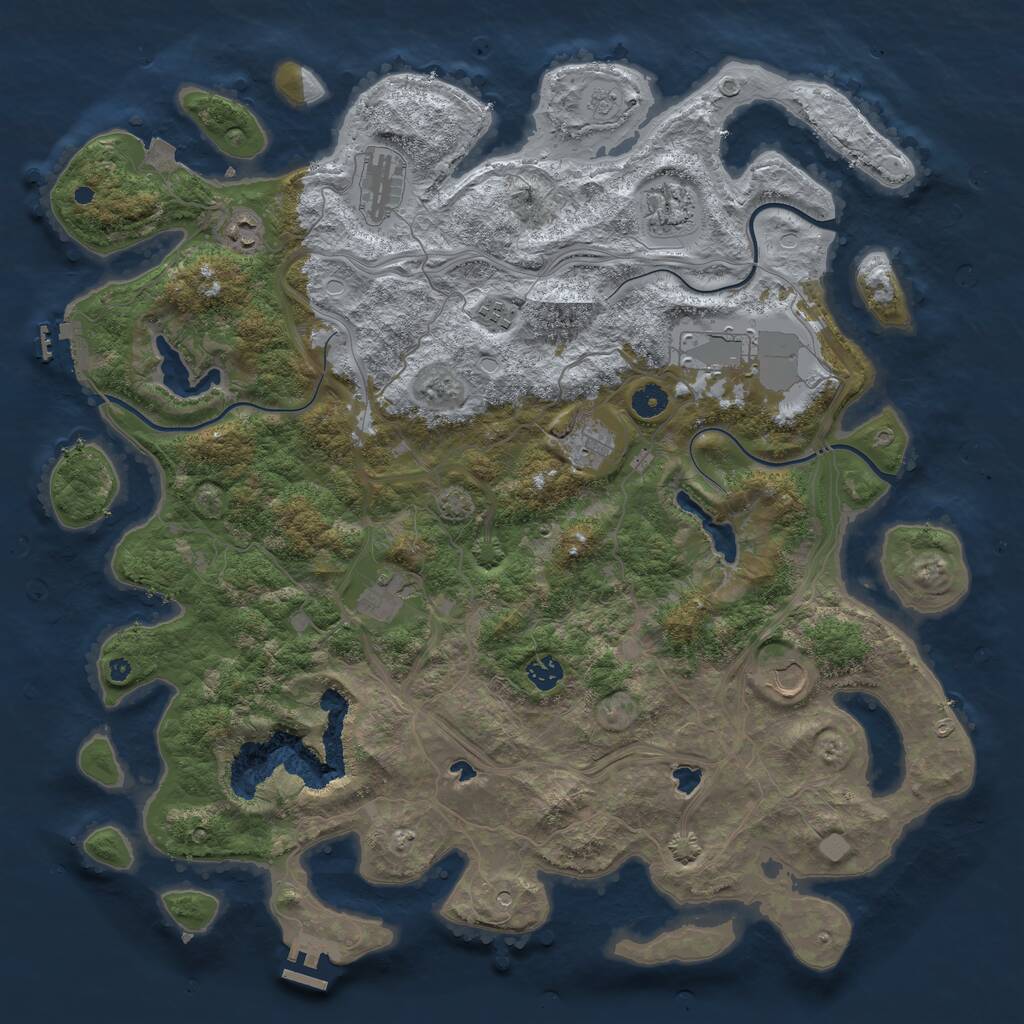 Rust Map: Procedural Map, Size: 4500, Seed: 3253069, 15 Monuments