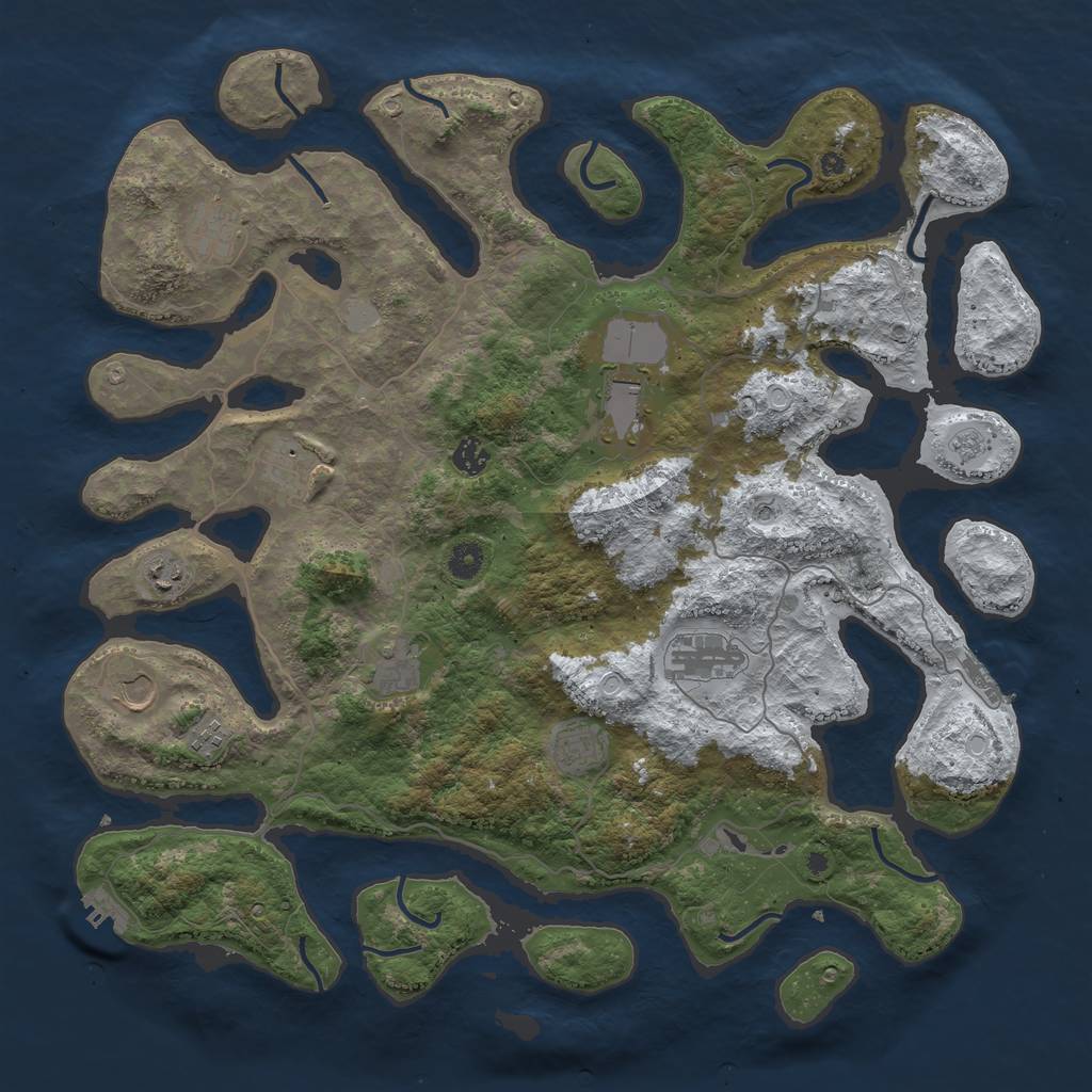 Rust Map: Procedural Map, Size: 4500, Seed: 91268, 19 Monuments