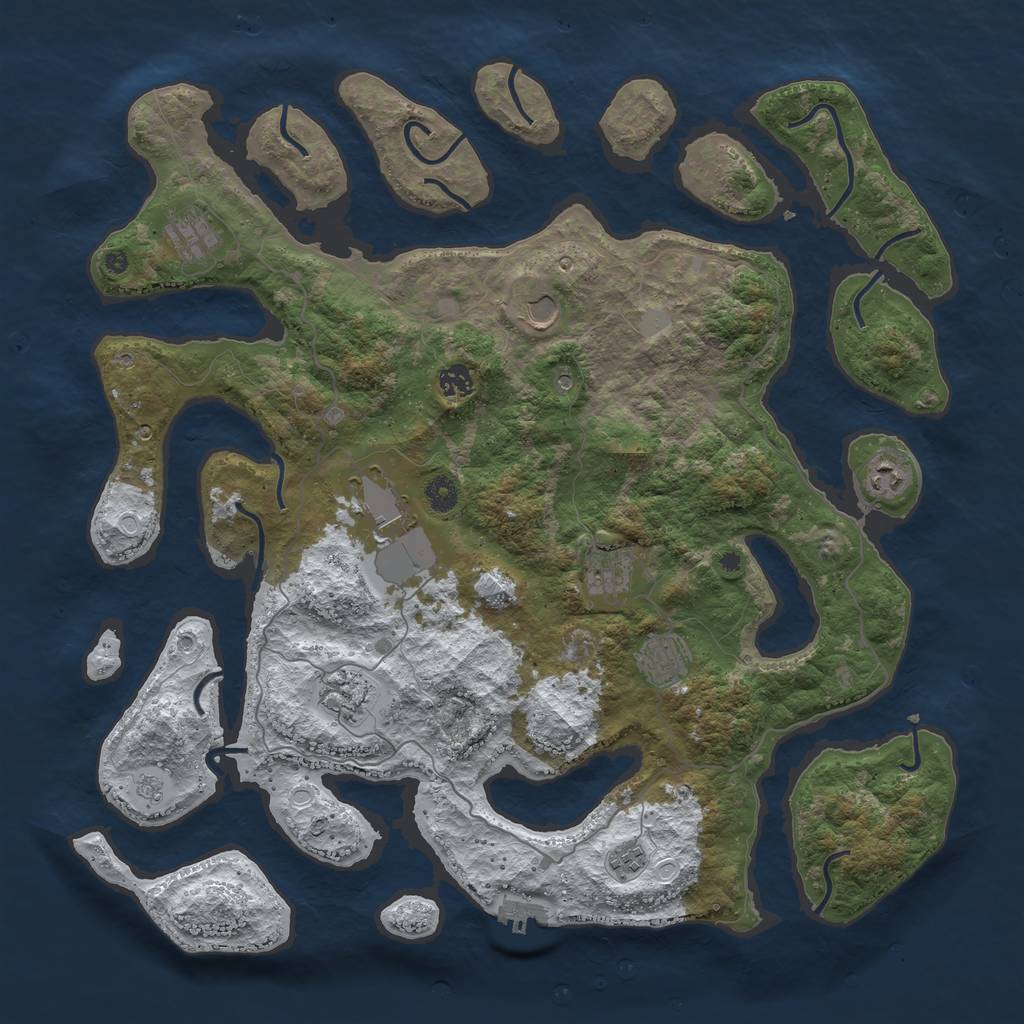 Rust Map: Procedural Map, Size: 4500, Seed: 4024231, 17 Monuments