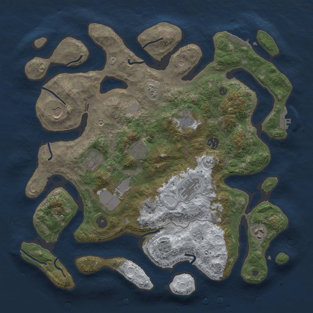 Rust Map: Procedural Map, Size: 4000, Seed: 893653039, 18 Monuments