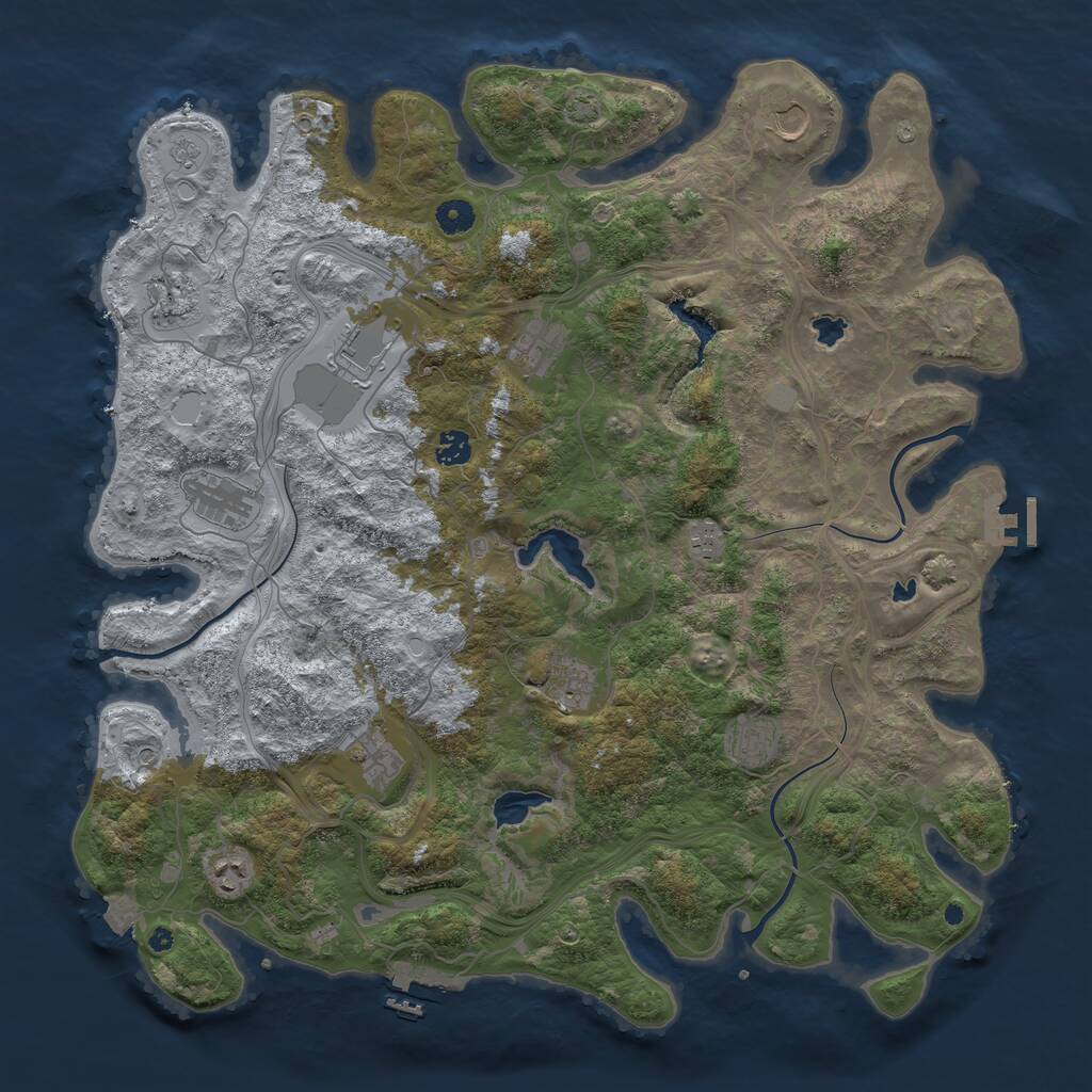 Rust Map: Procedural Map, Size: 4500, Seed: 3289153, 17 Monuments
