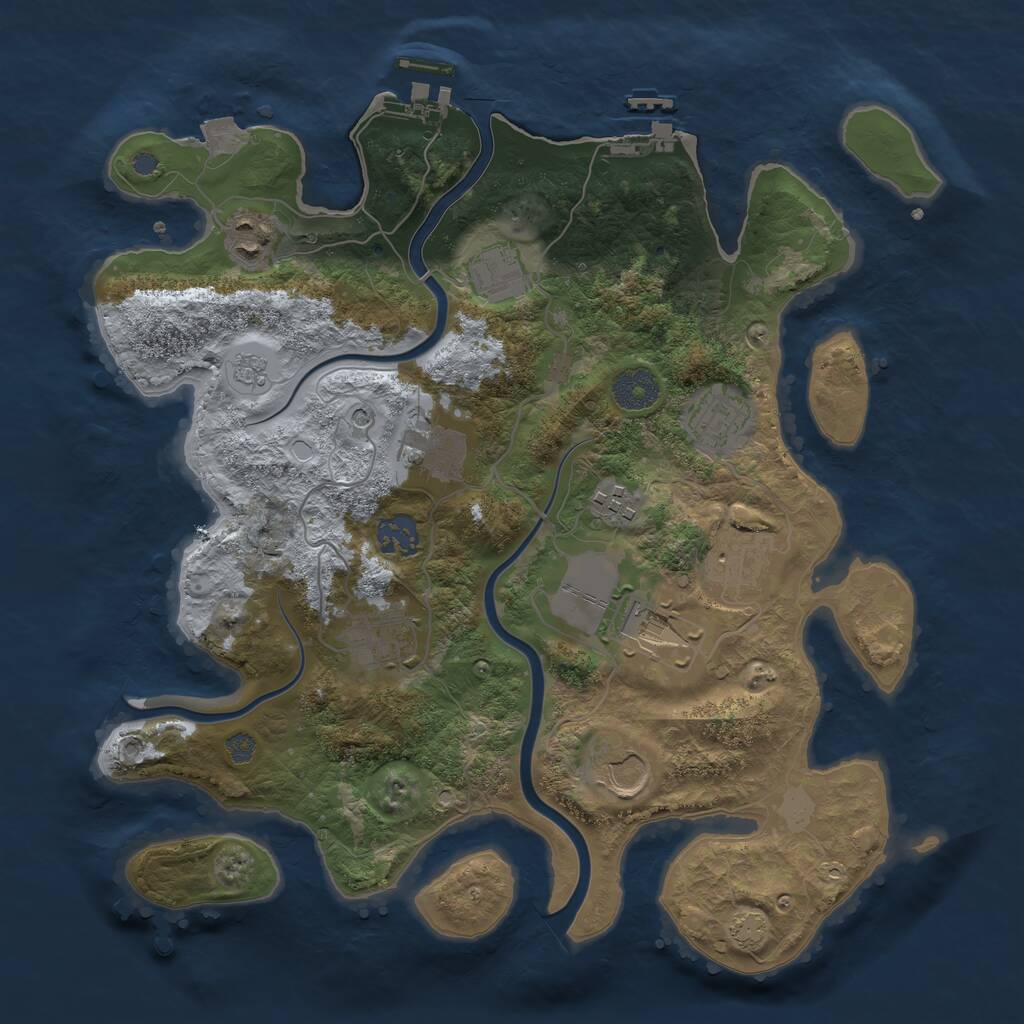 Rust Map: Procedural Map, Size: 3500, Seed: 955567, 17 Monuments