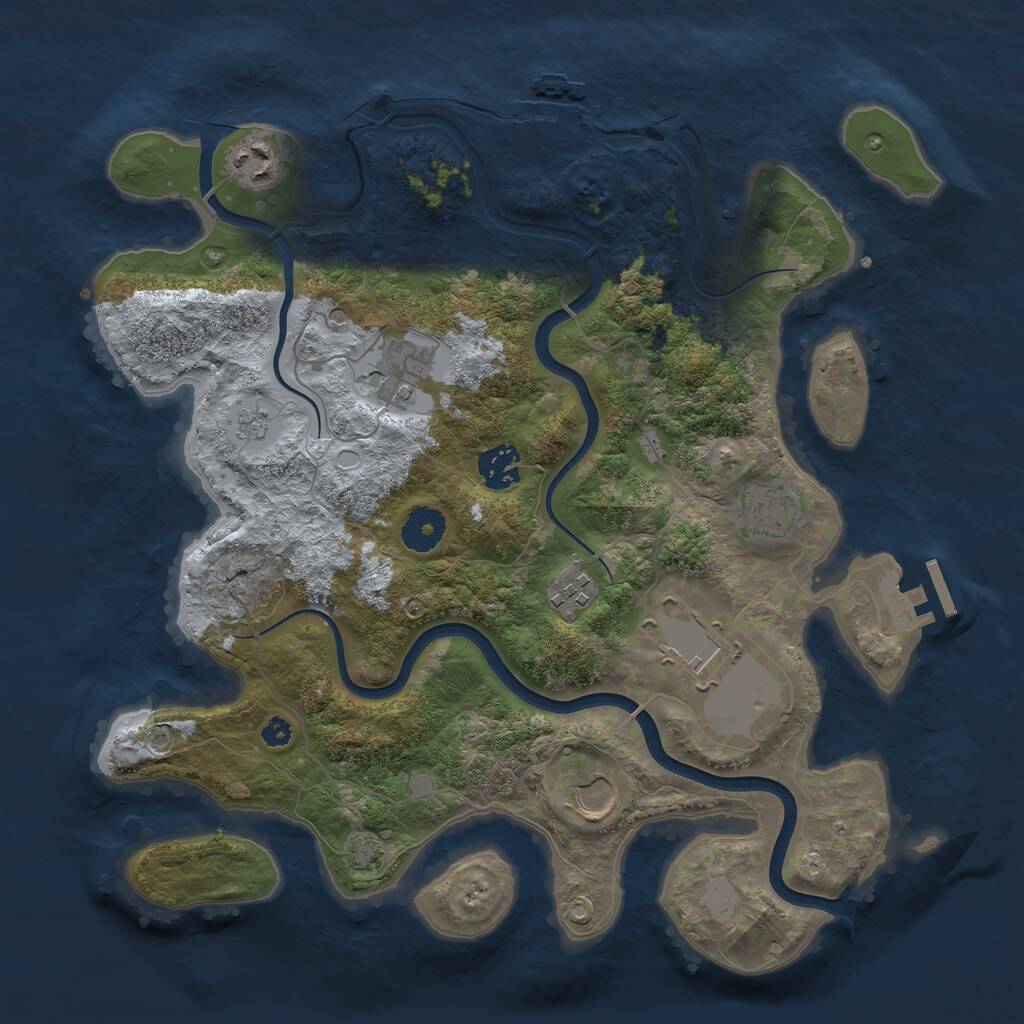 Rust Map: Procedural Map, Size: 3500, Seed: 955567, 13 Monuments