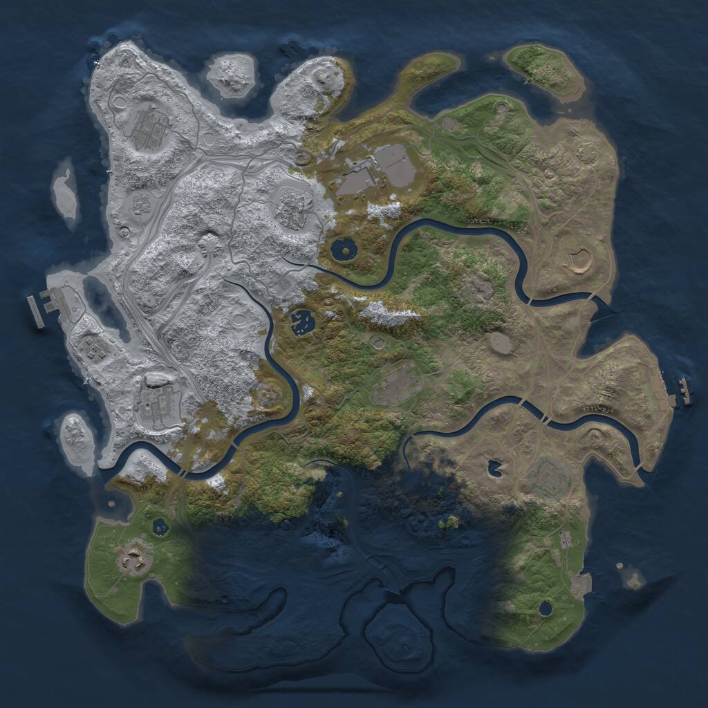 Rust Map: Procedural Map, Size: 4250, Seed: 1205998657, 16 Monuments