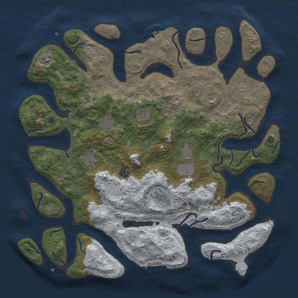 Rust Map: Procedural Map, Size: 4500, Seed: 4335650, 18 Monuments