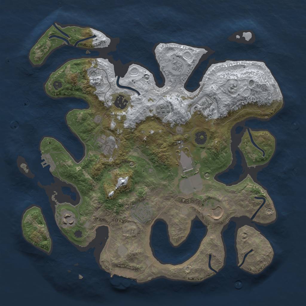 Rust Map: Procedural Map, Size: 3500, Seed: 2060768, 17 Monuments