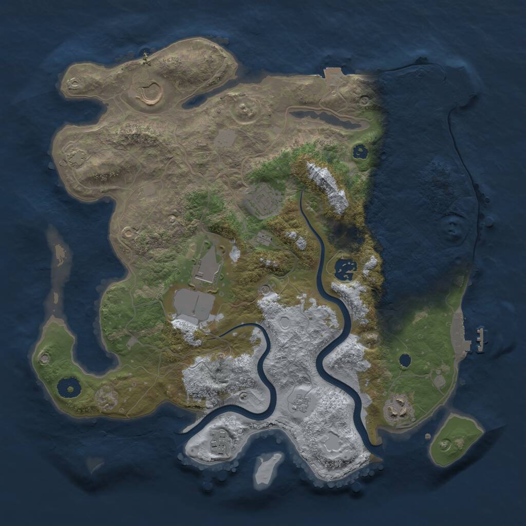 Rust Map: Procedural Map, Size: 3500, Seed: 3304672, 12 Monuments