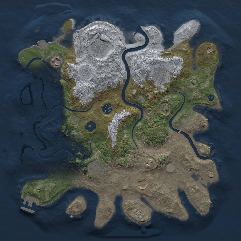 Rust Map: Procedural Map, Size: 3500, Seed: 3610592, 12 Monuments