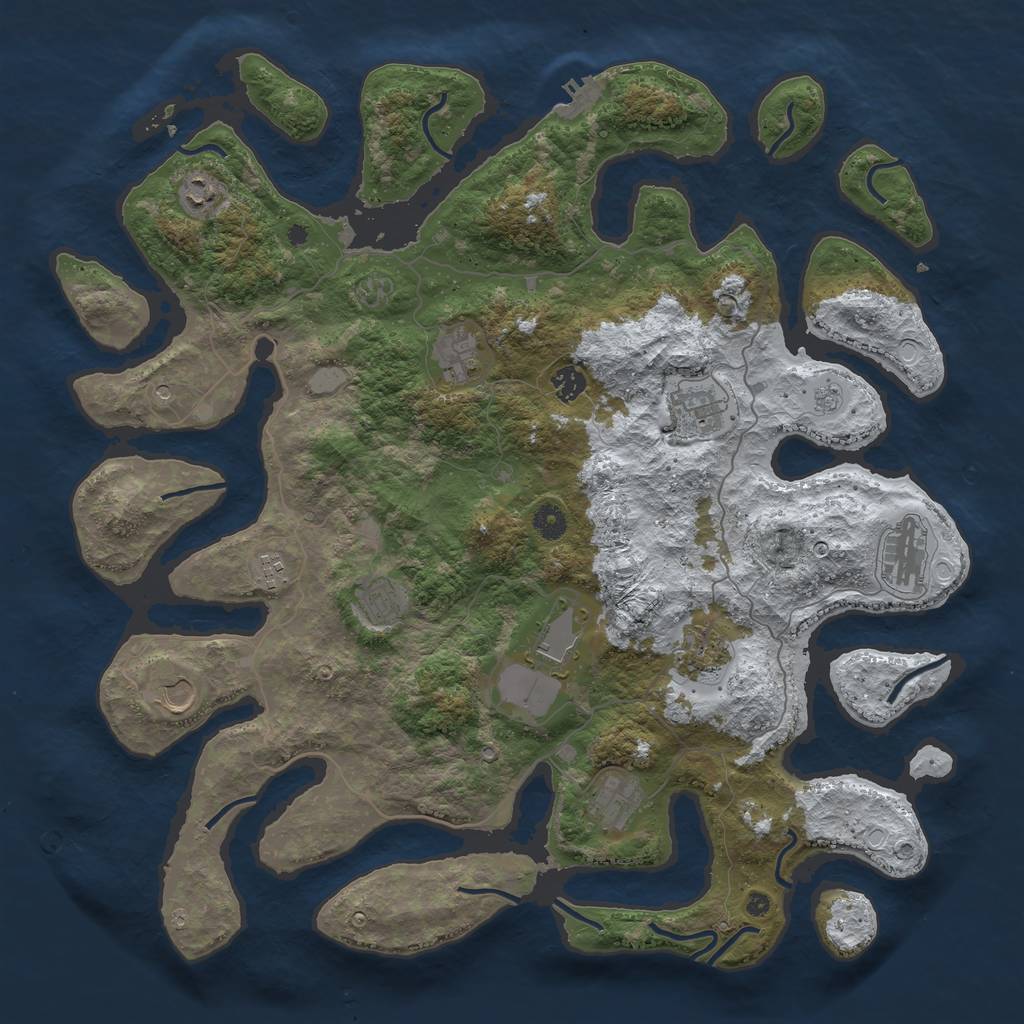 Rust Map: Procedural Map, Size: 4500, Seed: 1274951, 19 Monuments