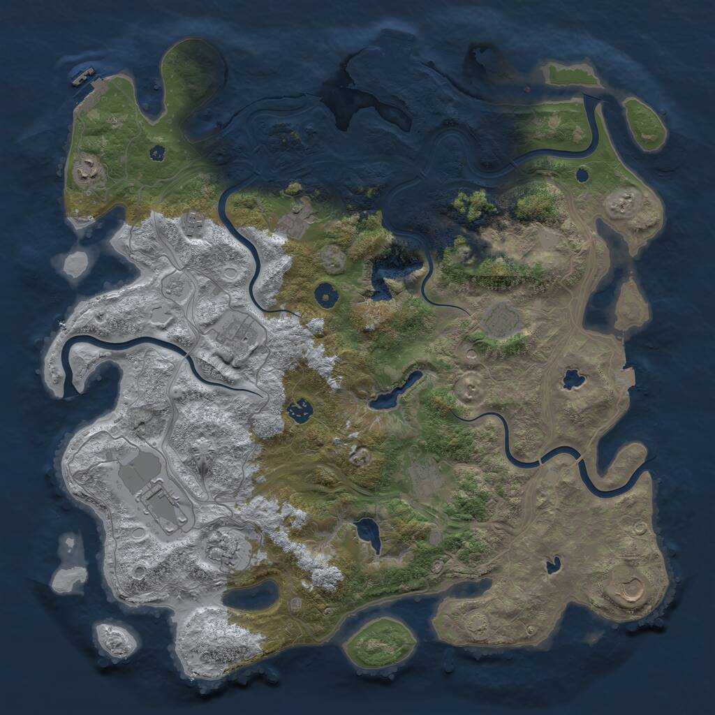 Rust Map: Procedural Map, Size: 4500, Seed: 1530494, 16 Monuments