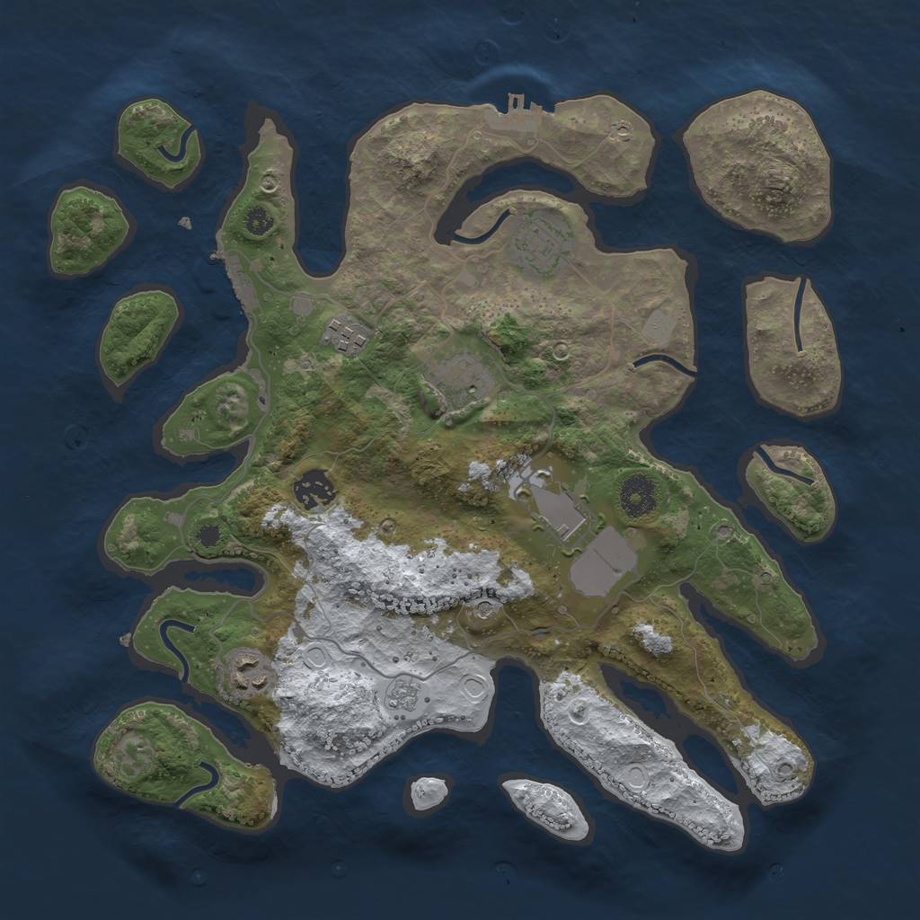 Rust Map: Procedural Map, Size: 3500, Seed: 1299473682, 15 Monuments