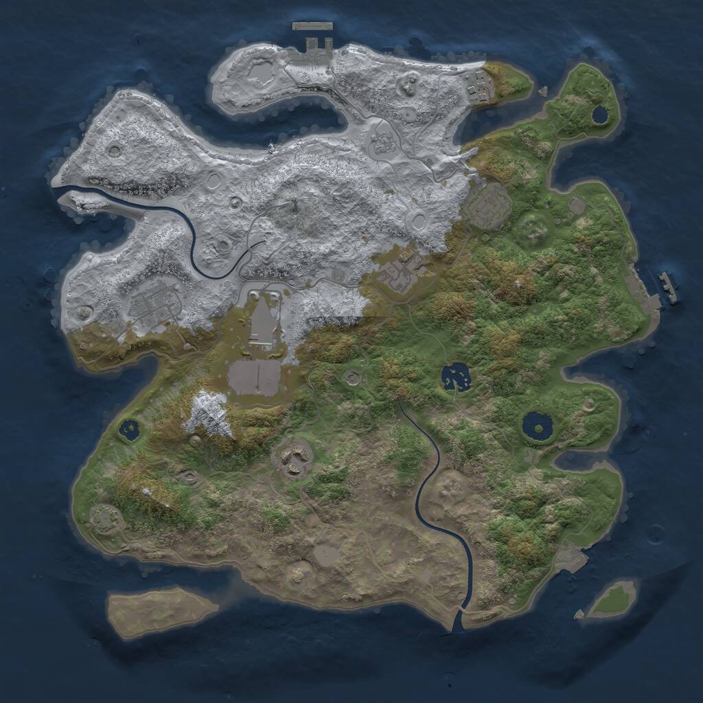 Rust Map: Procedural Map, Size: 3500, Seed: 700486, 13 Monuments