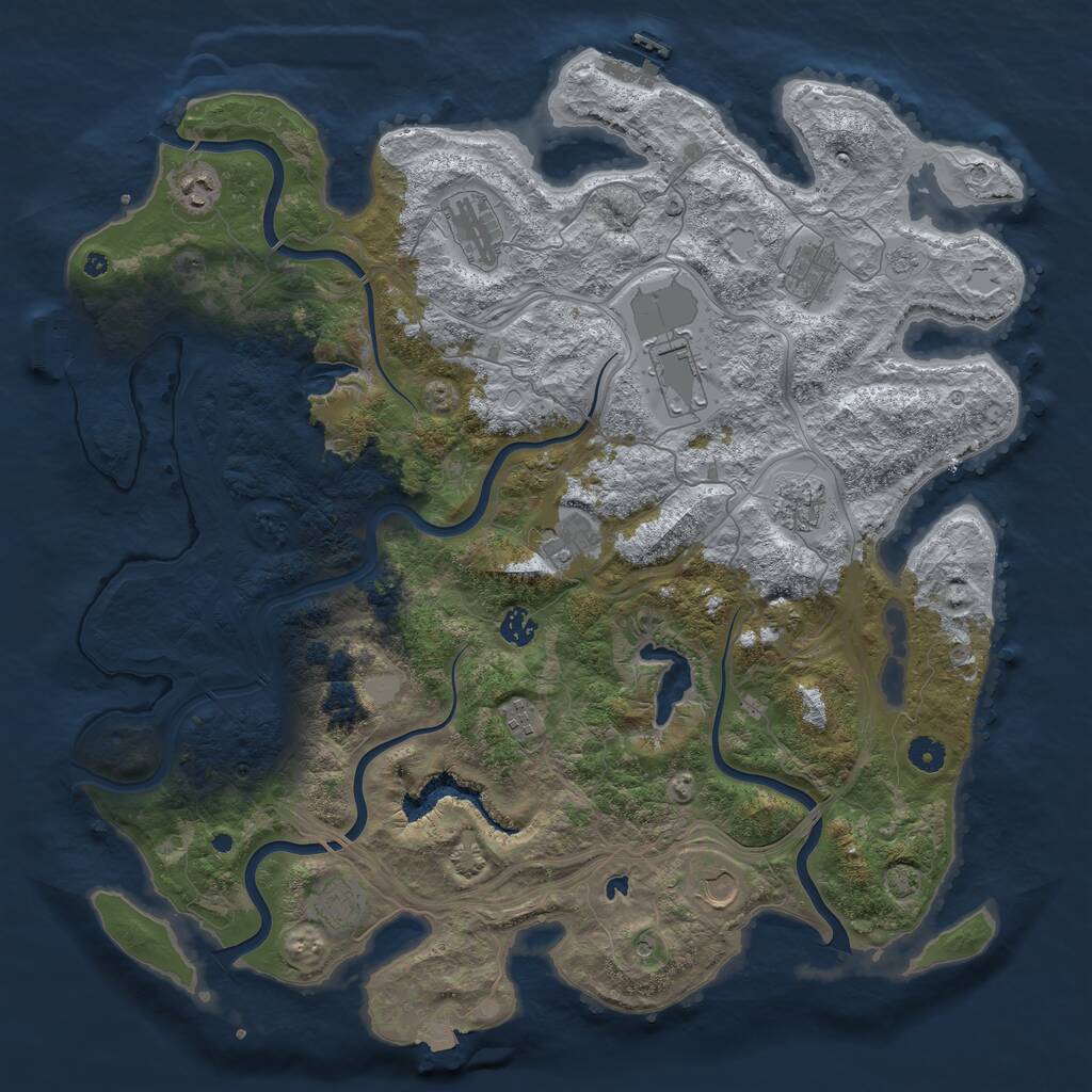 Rust Map: Procedural Map, Size: 4500, Seed: 4553746, 16 Monuments