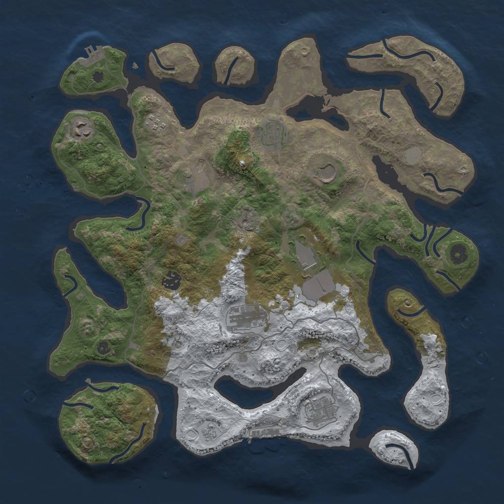 Rust Map: Procedural Map, Size: 4000, Seed: 44444, 18 Monuments