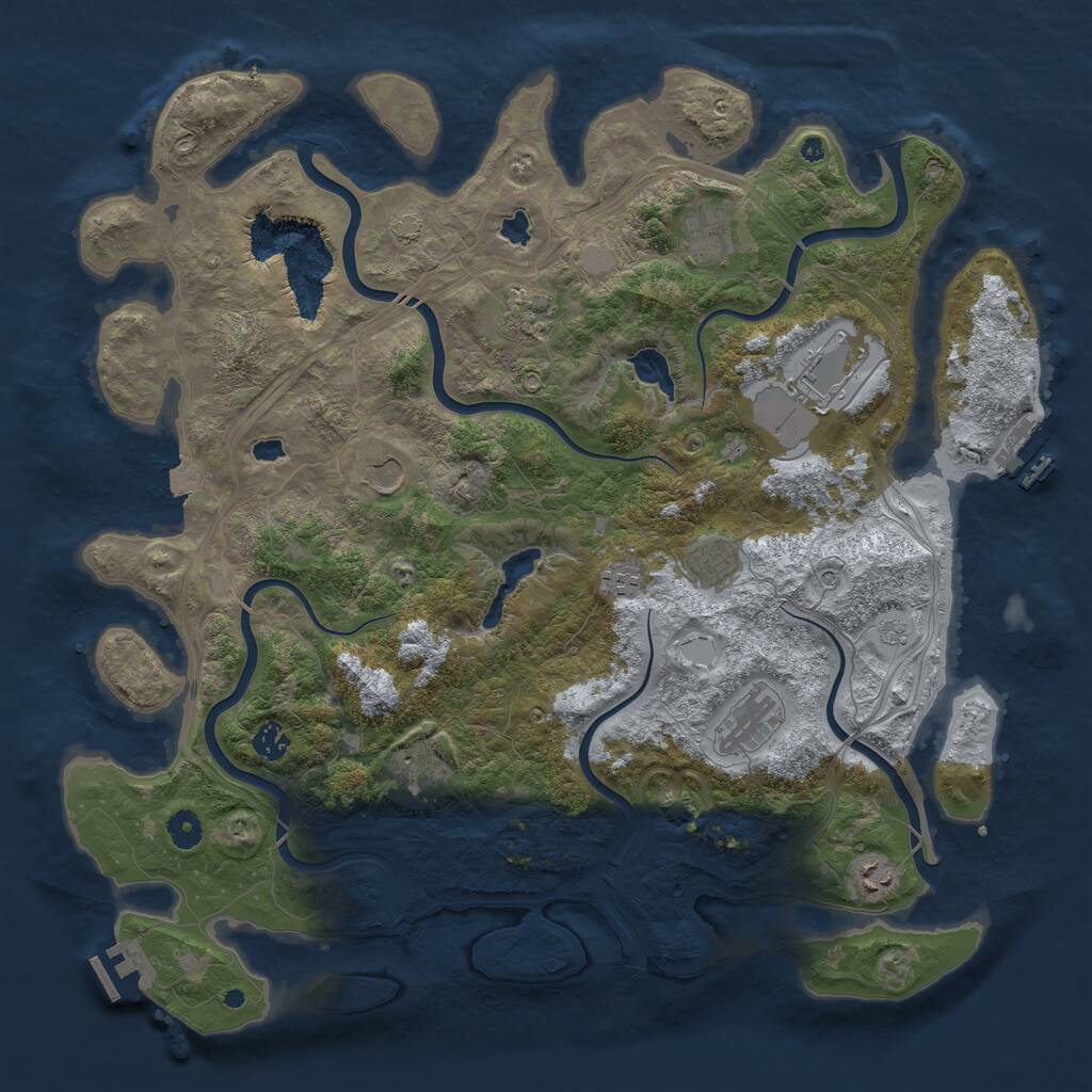 Rust Map: Procedural Map, Size: 4500, Seed: 4078844, 16 Monuments