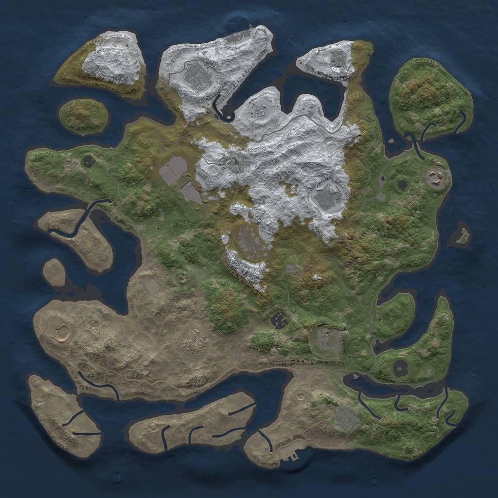 Rust Map: Procedural Map, Size: 4500, Seed: 1249615302, 20 Monuments