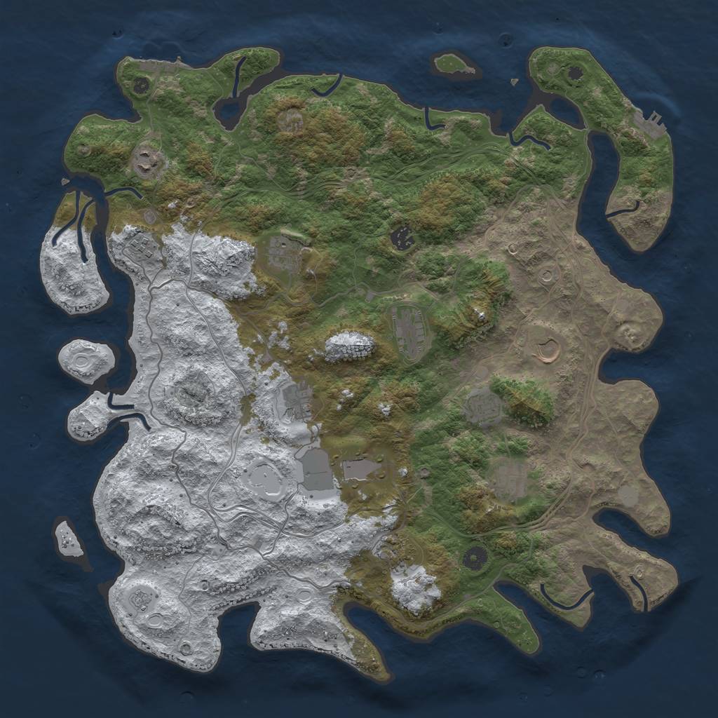 Rust Map: Procedural Map, Size: 4500, Seed: 621164, 20 Monuments