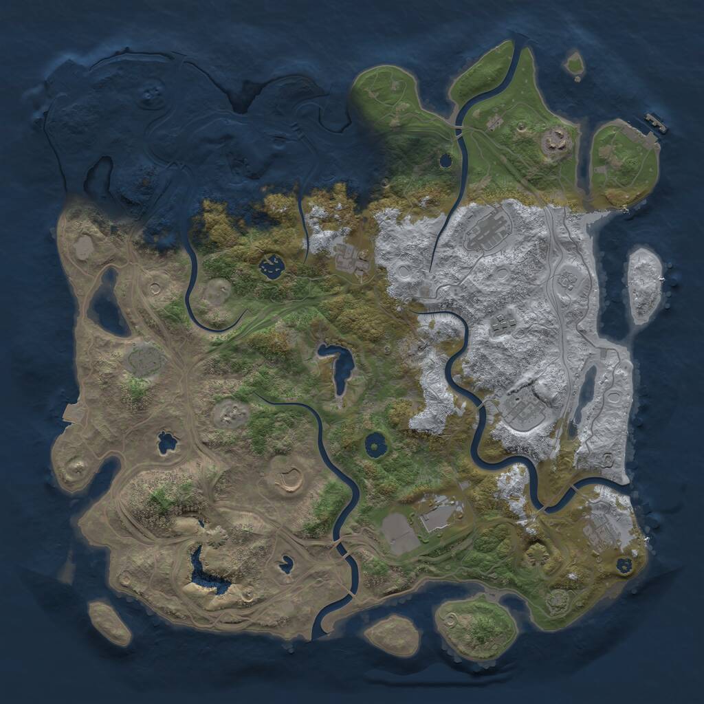 Rust Map: Procedural Map, Size: 4500, Seed: 2587055, 16 Monuments