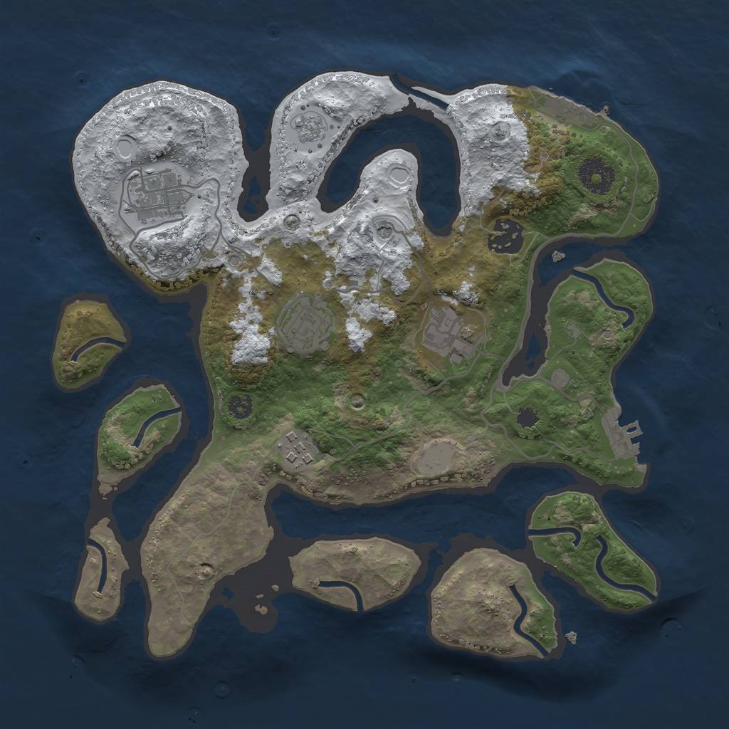 Rust Map: Procedural Map, Size: 3000, Seed: 321123, 14 Monuments
