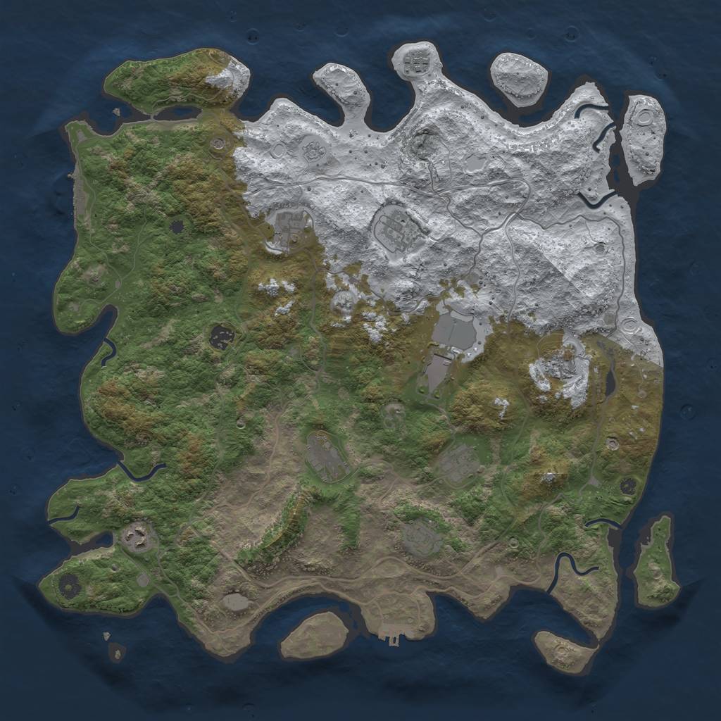 Rust Map: Procedural Map, Size: 4500, Seed: 582936, 19 Monuments