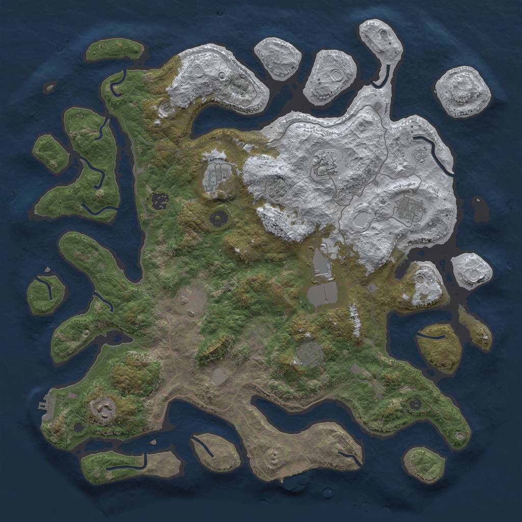 Rust Map: Procedural Map, Size: 4500, Seed: 2191787, 18 Monuments
