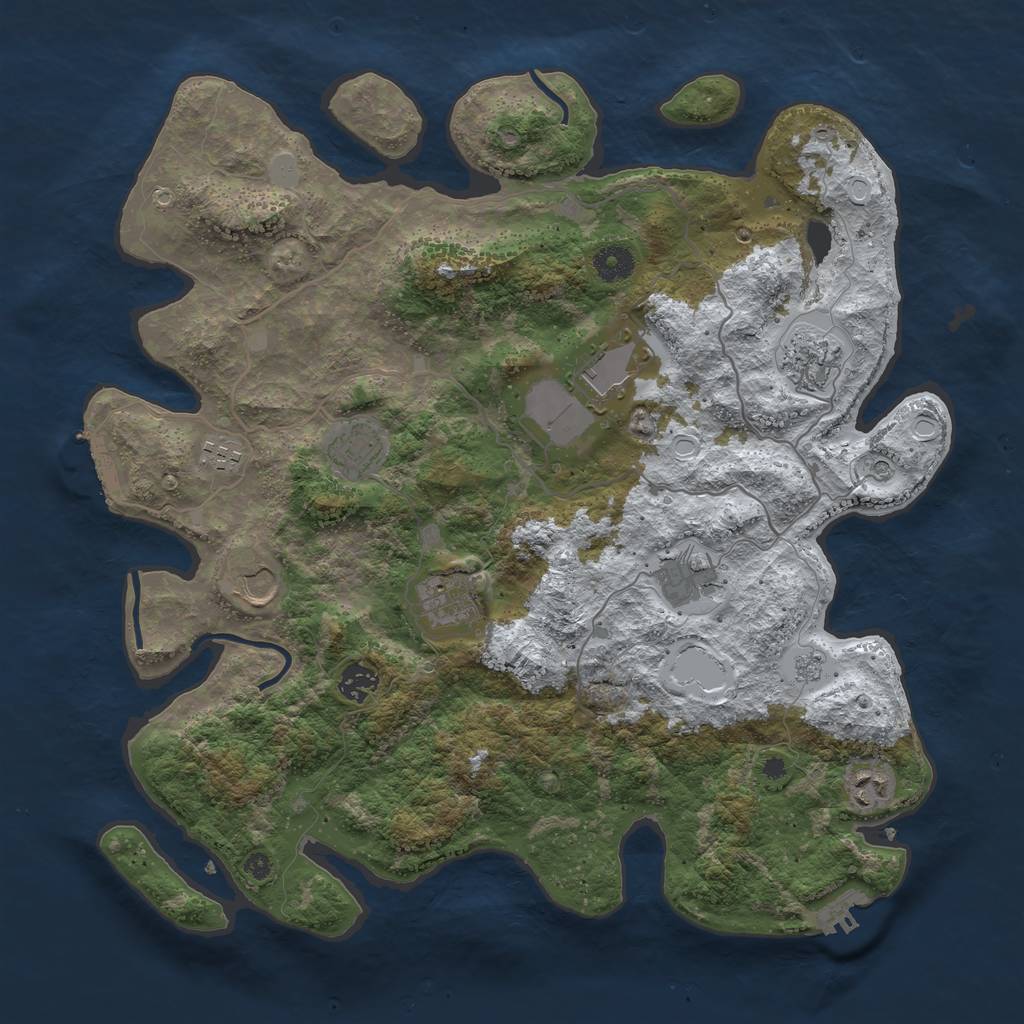Rust Map: Procedural Map, Size: 4000, Seed: 372634481, 18 Monuments