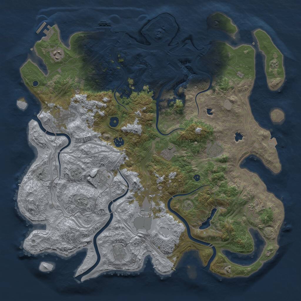 Rust Map: Procedural Map, Size: 4500, Seed: 3430617, 16 Monuments