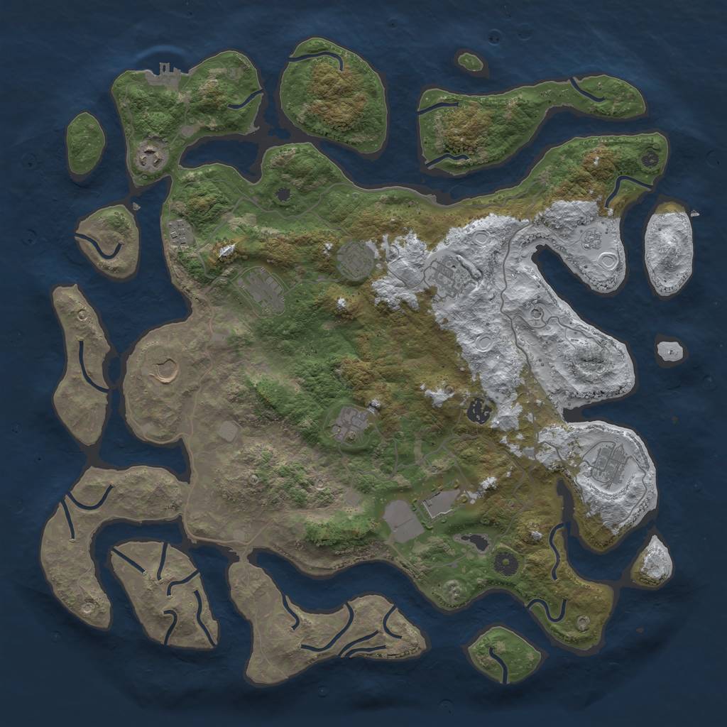 Rust Map: Procedural Map, Size: 4500, Seed: 4283001, 18 Monuments