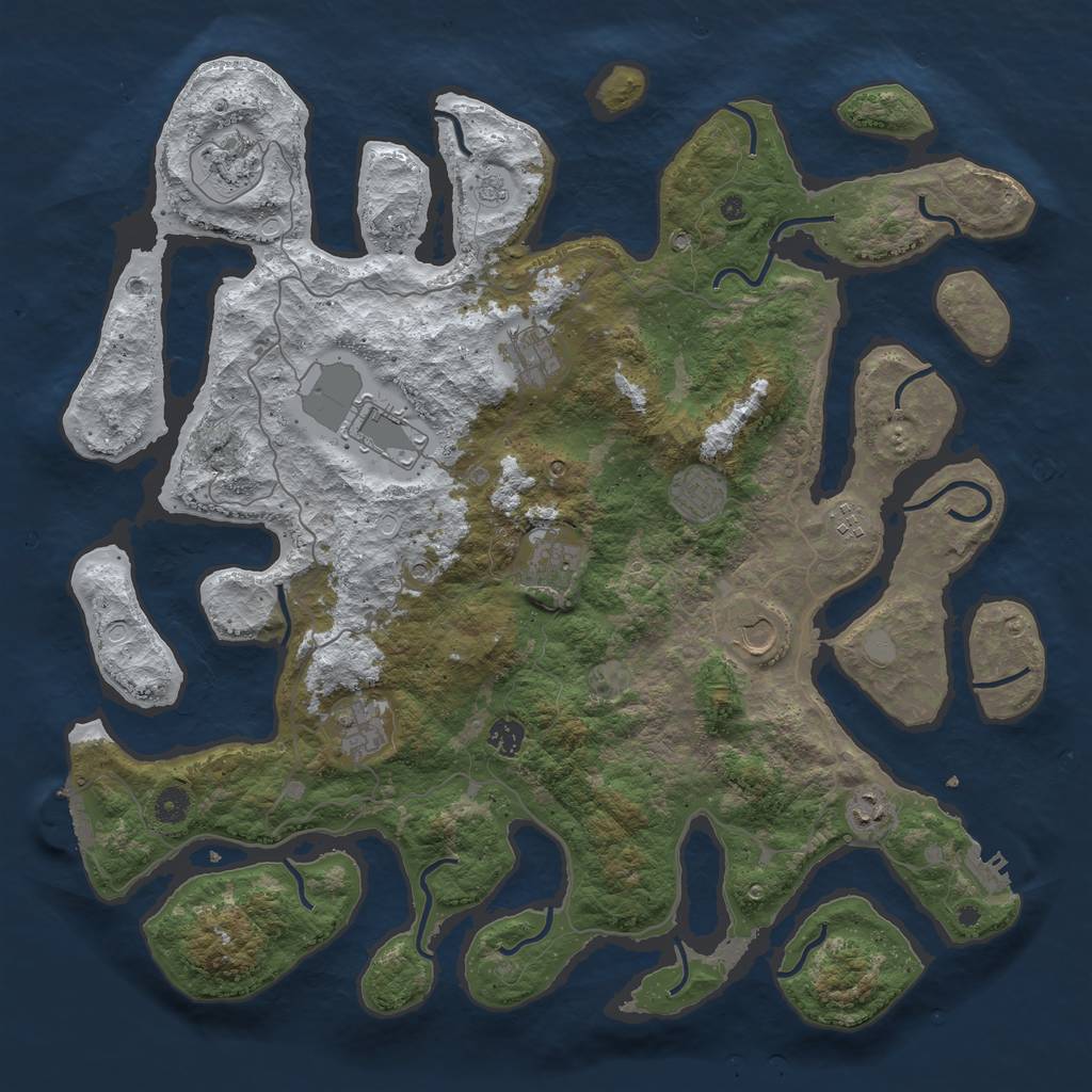 Rust Map: Procedural Map, Size: 4500, Seed: 1867914, 19 Monuments