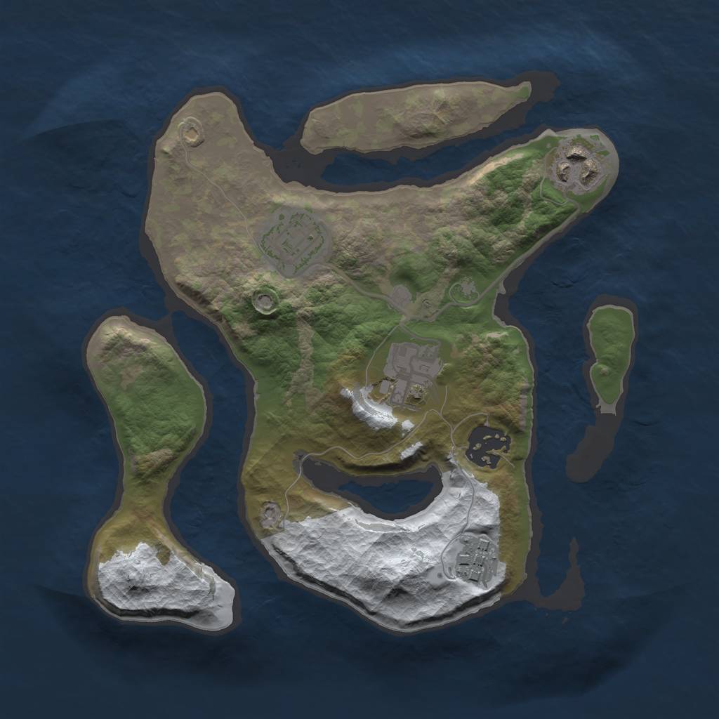 Rust Map: Barren, Size: 2500, Seed: 788144228, 7 Monuments