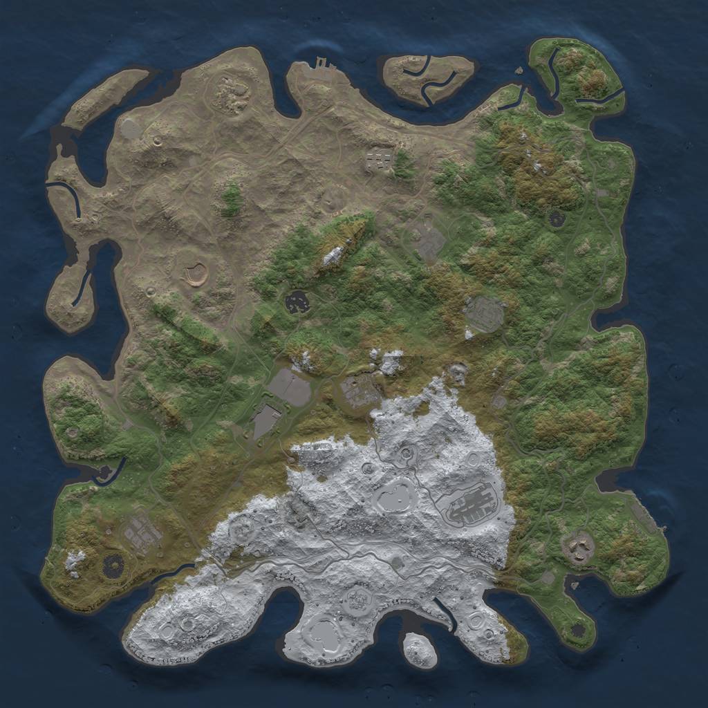 Rust Map: Procedural Map, Size: 4500, Seed: 413572, 20 Monuments