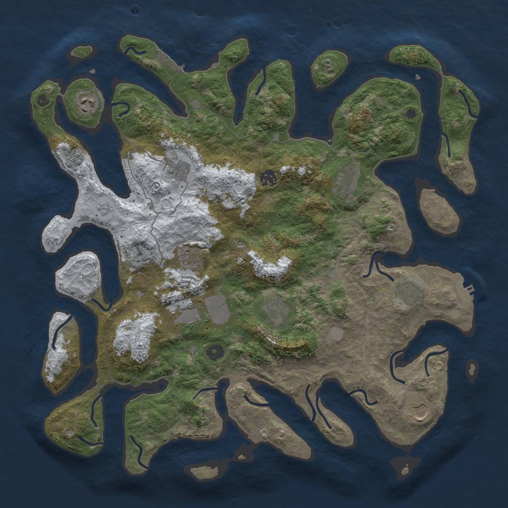 Rust Map: Procedural Map, Size: 4500, Seed: 124384, 19 Monuments