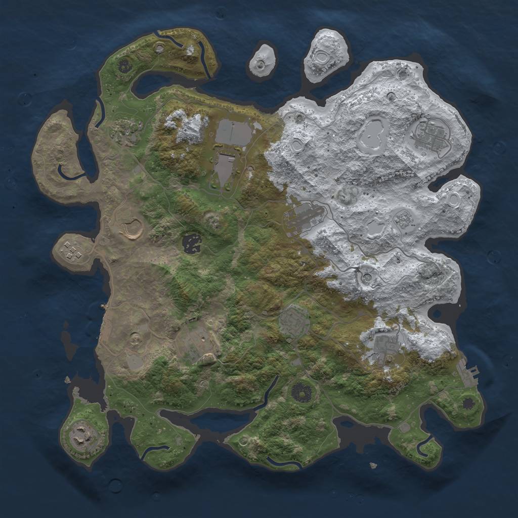 Rust Map: Procedural Map, Size: 3800, Seed: 4302916, 20 Monuments