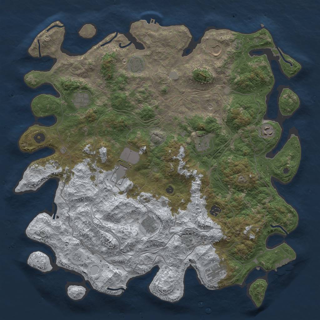 Rust Map: Procedural Map, Size: 4500, Seed: 5668782, 19 Monuments