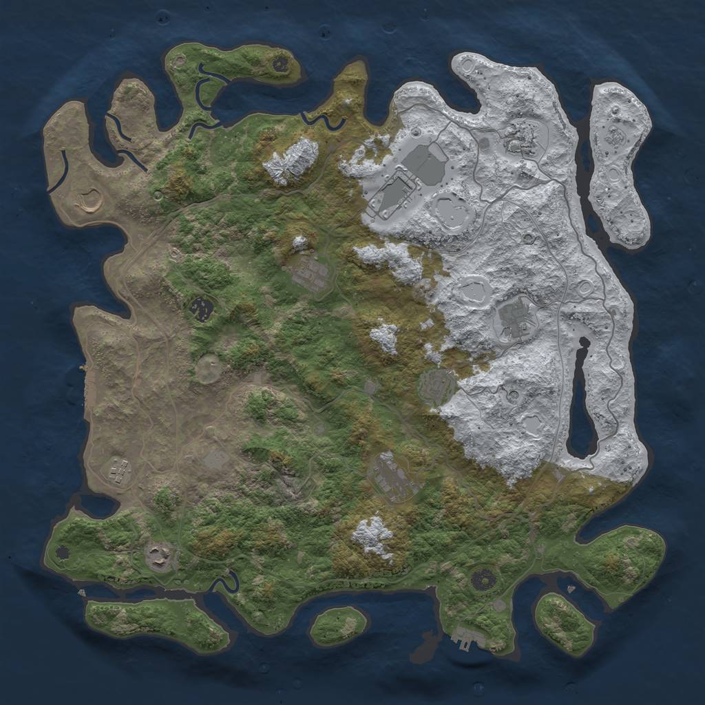 Rust Map: Procedural Map, Size: 4500, Seed: 5747595, 19 Monuments