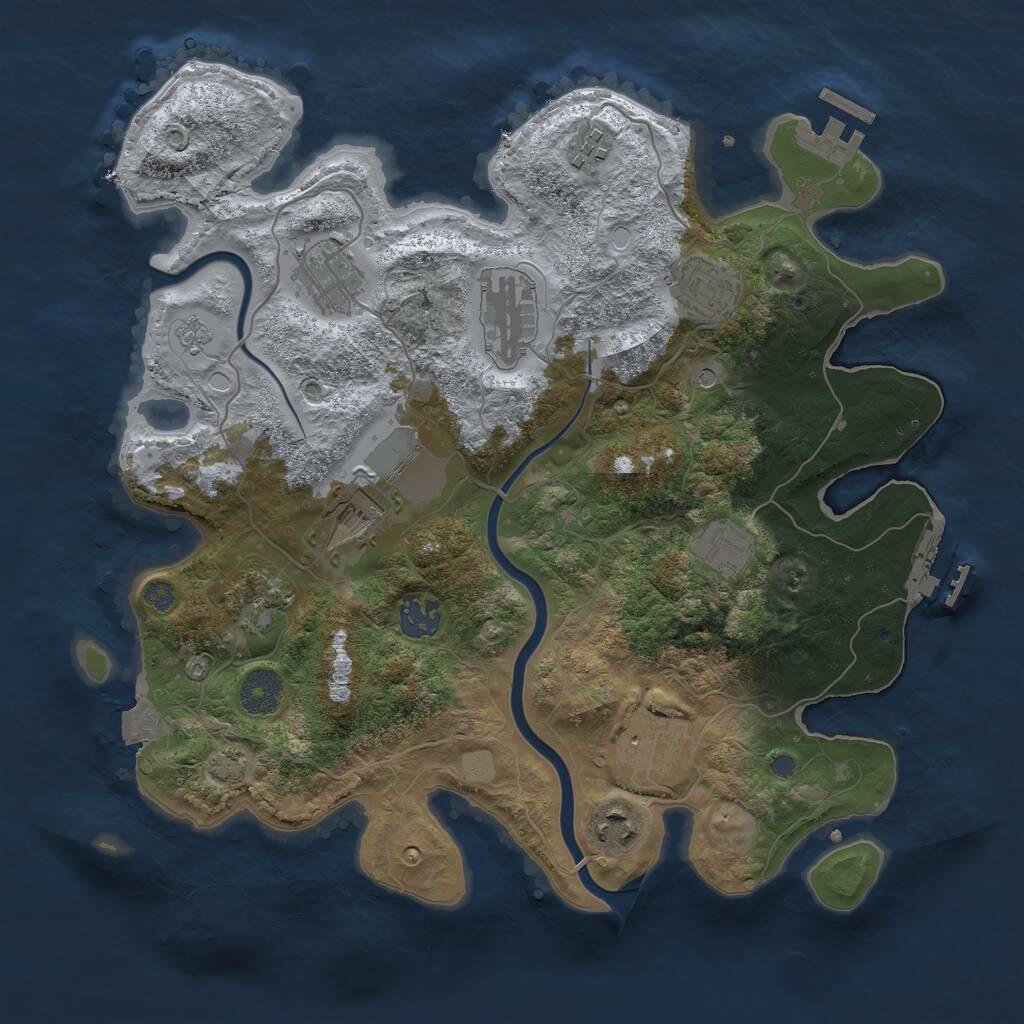Rust Map: Procedural Map, Size: 3500, Seed: 469376288, 17 Monuments
