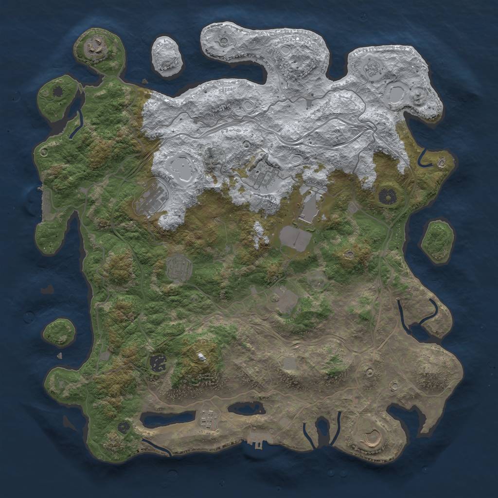 Rust Map: Procedural Map, Size: 4250, Seed: 2488421, 18 Monuments