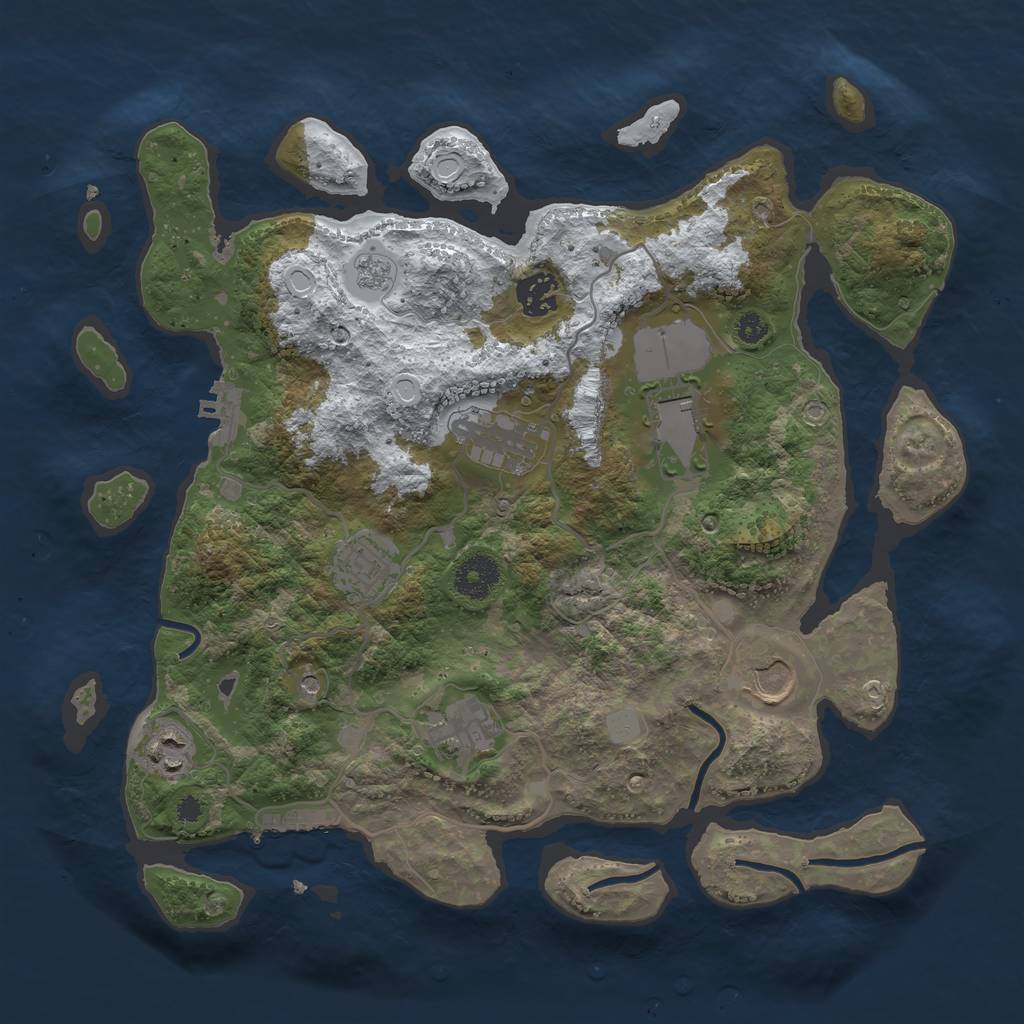 Rust Map: Procedural Map, Size: 3500, Seed: 1288878976, 16 Monuments