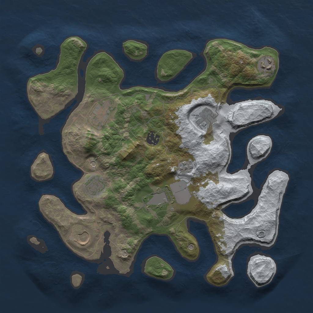 Rust Map: Barren, Size: 3500, Seed: 250322, 11 Monuments