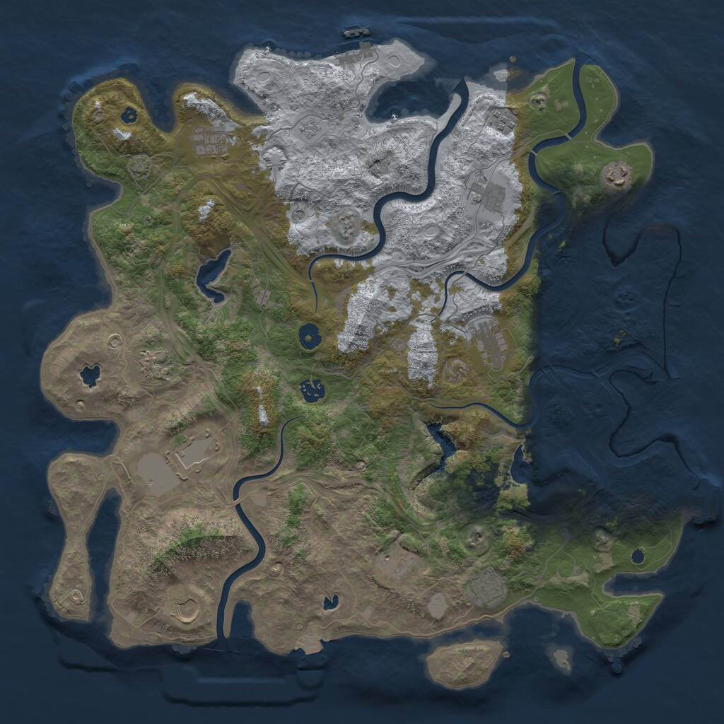 Rust Map: Procedural Map, Size: 4500, Seed: 128602, 17 Monuments